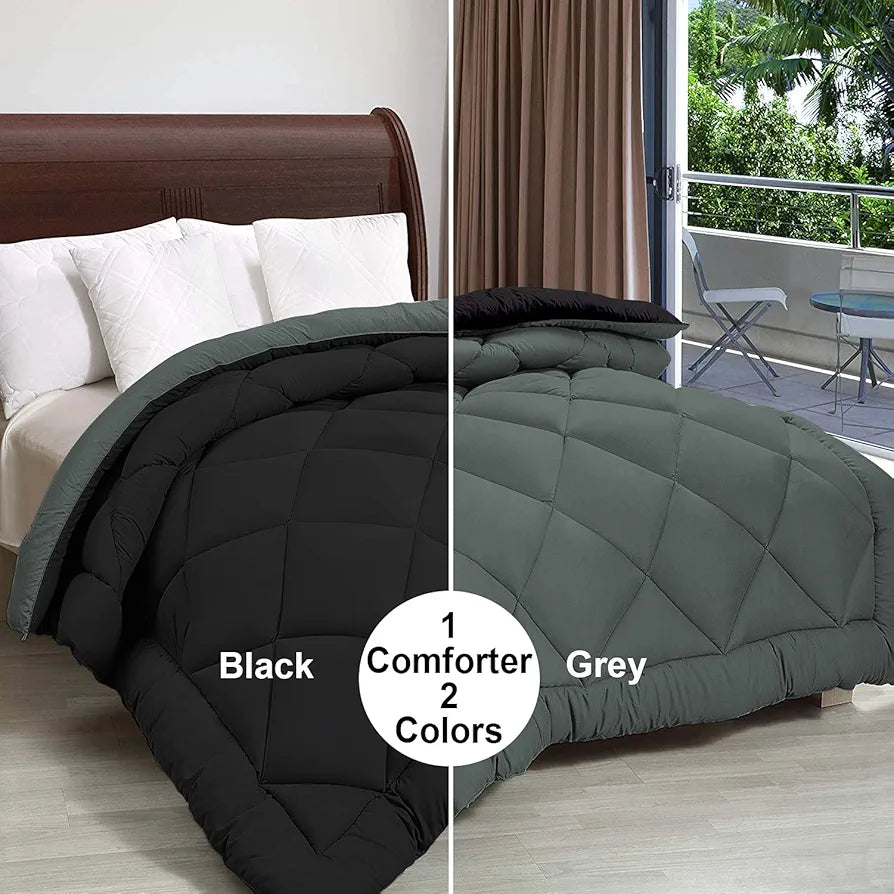 Cloth Fusion Reversible AC Comforter Set Double Bed 220 GSM,Soft Microfibre King Size Quilt Blanket for Winter